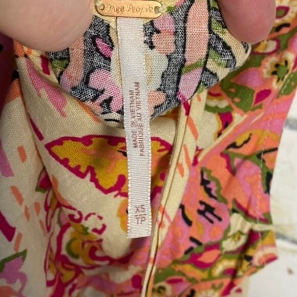 Free People "Summer In Tulum" Linen Blend Mixed Print Ruffle Sleeveless Tunic - Picture 13 of 15